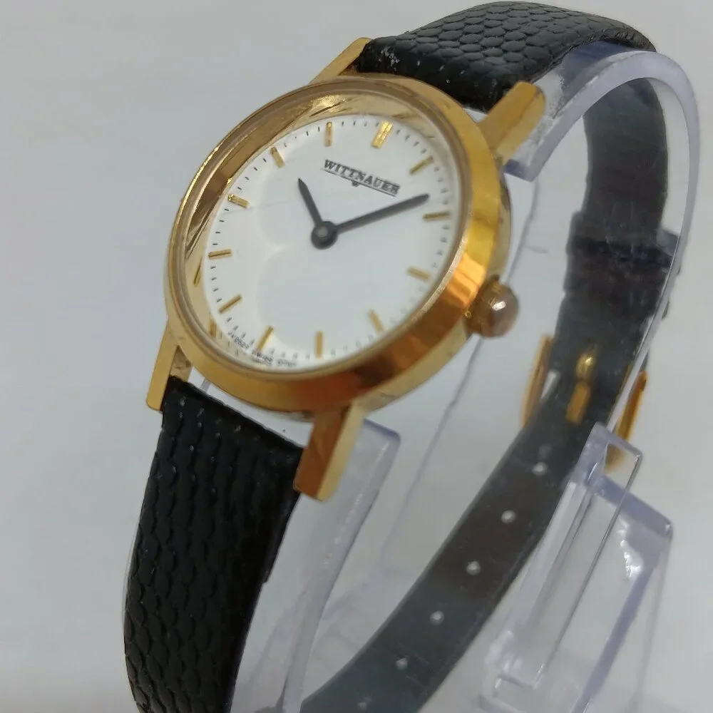 Wittnauer JV2527 Women's 24mm Gold Tone White Dial Swiss Quartz Watch NEW BATT